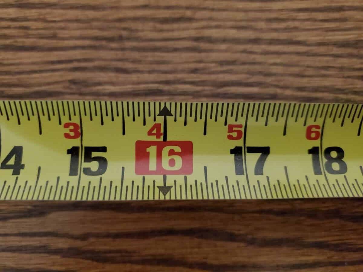 tape measure 16 inch mark