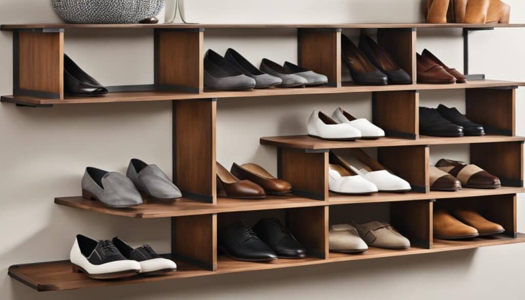 DIY wall shelf for decorative and handy shoe storage