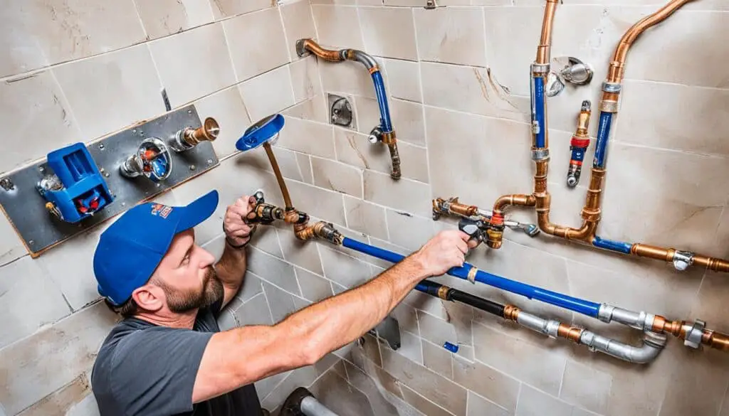 Plumbing installation in DIY shower remodel