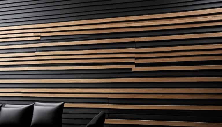 black wall with wood slats