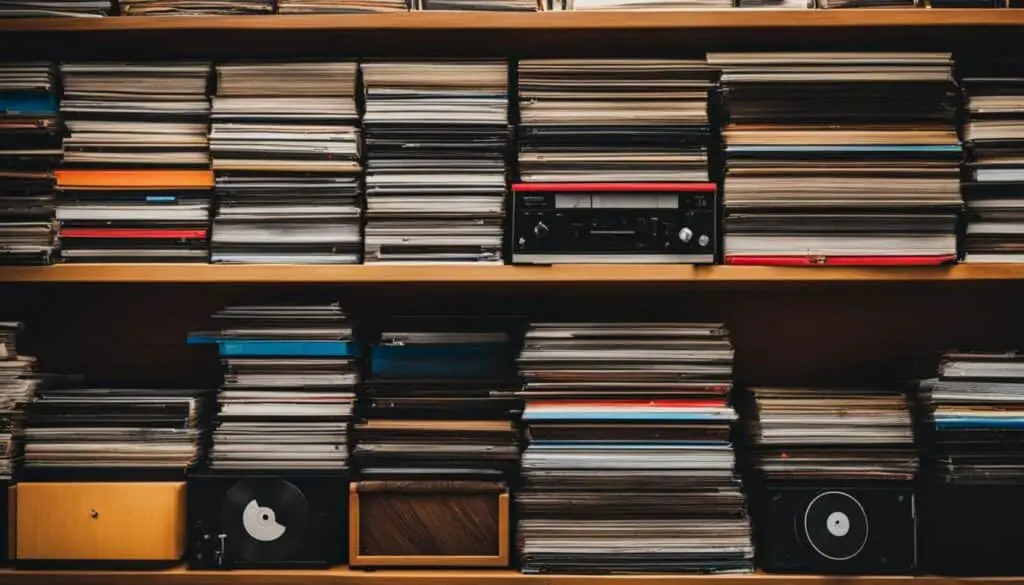 clutter with vinyl records