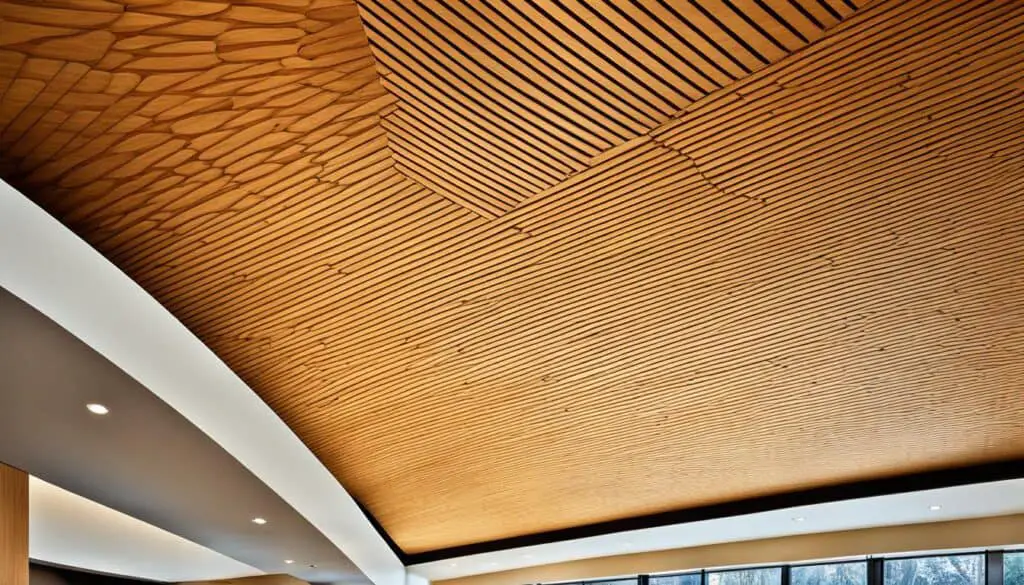 cone-shaped plywood ceiling