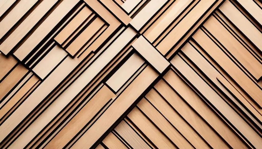 geometric wood slat installation