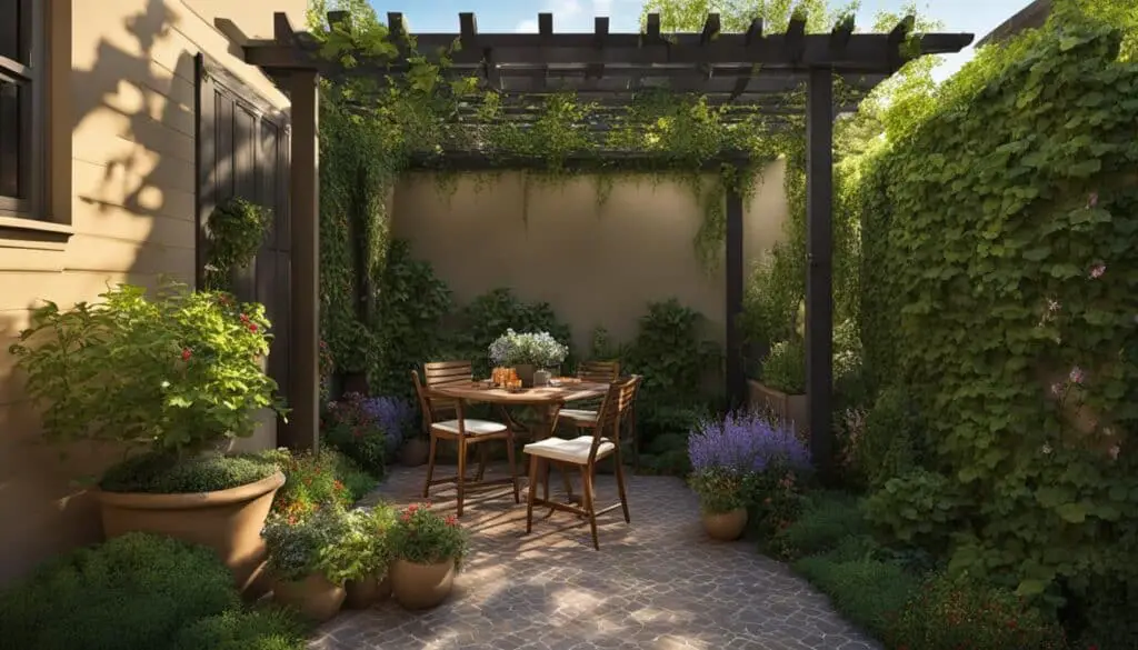 small patio with trellis